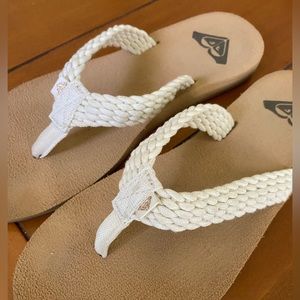 Roxy White Braided Flip Flops
